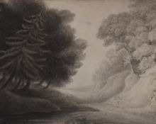 Follower of John White Abbott (British 1763-1851) a late 18th centuy monochrome watercolour, a
