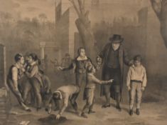 After William Mulready RA (Irish 1786-1863) a monochrome engraving entitled 'The Fight