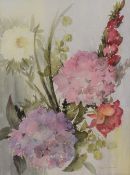 Margaret Crowe (contemporary) watercolours, still life study of 'Flowers', signed lower right,