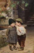 Marie (Mizzi) Wunsch (1862-1898) oil on mahogany panel 'Important Secret' or 'The Secret' a