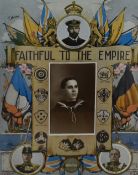 A World War I 'Faithful to The Empire' souvenir photograph mount, published by Scopes & Co, Alliance