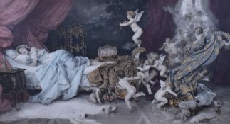 After Francesco Vinea (1845-1902) colour print, entitled 'Un Reve d'Amour' (Dreams of Love) within a