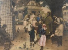 After Arthur John Esley (1861-1952) a coloured print, entitled 'The Village Punch & Judy Show'