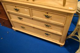 A Victorian stripped pine chest of two over two drawers, width approx. 107cm