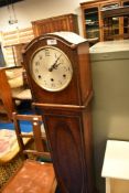 An early 20th Century oak grandmother clock (glass door not attached) height approx 142cm