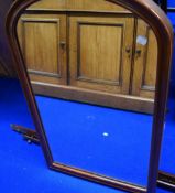 A Victorian mahogany frame archtop wall mirror adapted from dressing table mirror, height approx.