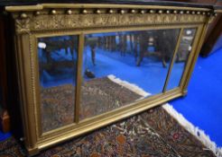 A 19th Century gilt frame over mantel mirror, of triptych form, width approx. 126 x 69cm