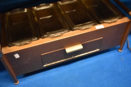 A vintage copper hostess unit/buffet 'Hawkins Hostess' sold as decorative (wiring removed)