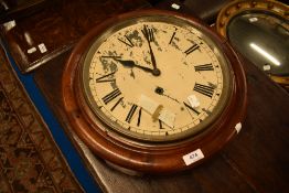 A 19th Century mahogany cased station style clock , face worn