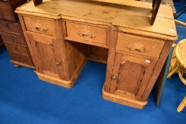 A Victorian pine kneehole desk , width approx. 112cm