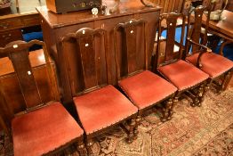 A set of five (four plus one) early stained frame dining chairs