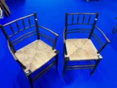 A pair of Arts and Crafts turned ash armchairs, of Sussex type, design attributed to William