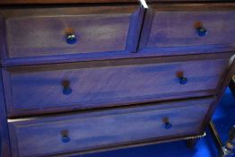 A modern mahogany bedroom chest of two over three drawers, width approx 80cm
