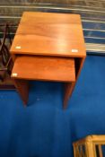 A modern modular style nesting pair of tables