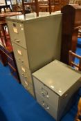 Two vintage Bisley filing cabinets, two and four drawer