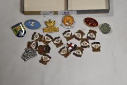A selection of early 20th century local Morecambe interest enamel pin badges.