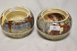 A pair of 20th century Royal Doulton Jackdaw of Rheims pattern tobacco jars.