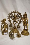 Three Hindu god and goddess figure studies including Hanuman, Lord Krishna and Kali, with a Benin