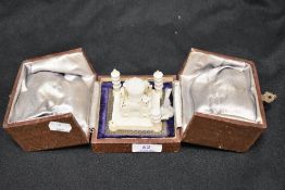A 19th Century Victorian Grand Tour Alabaster Taj Mahal Sculpture in a fitted case, some loss to