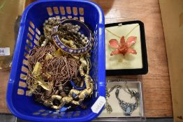 A selection of vintage costume jewellery including Royal Orchid necklace, simulated pearls and