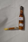 An antique meerschaum carved tobacco pipe with a similar collapsible travel pipe.
