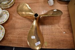 An early 20th century brass ships propeller 40cm wide.