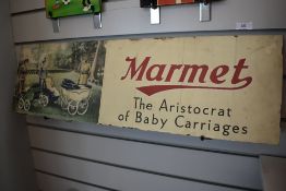 A 20th century Marmet baby carriages and prams advertising sign.