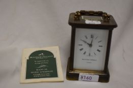 A 20th century Matthew Norman brass cased carriage clock, visible platform escapement eleven