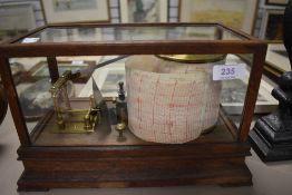 An early 20th century J Durkin Barograph weather station, in a fine fitted oak case with spare paper