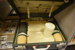 An early 20th century Brexton travel picnic set complete with carry case.