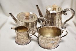 A late Victorian silver plated tea set.