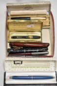 A selection of early 20th century ink and fountain pens including Conway, Parker, Iridium and