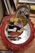 Two mid century Barbola mirrors with a larger foliate framed mirror.