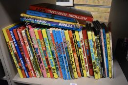 A selection of vintage 1970's and later childrens comic book annuals including Shiver and Shake,