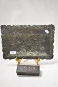 An early 20th century Chinoiserie design pewter tea tray.