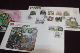 GB, 2009-14 TRIO OF IVOR THE ENGINE BUCKINGHAM RAILWAY COVERS Three Ivor the Engine first day