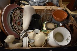 A selection of ceramics and glass etc, including bike seat