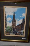 After Radcliffe (contemporary) a coloured print, a view of Wakefield highstreet looking towards