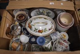 A Royal Worcester 'Evesham' Tureen, three cup and saucer duos including Royal Albert 'Brigadoon' and