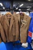 Two gents vintage Harris Tweed jackets and similar vintage cap.