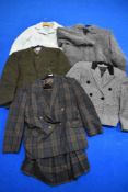 A collection of ladies vintage and retro clothing, including jackets and skirt suit.