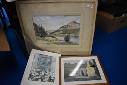Alec C Quayle, 19th/20th century watercolours, Lake District scene, mounted, framed and glazed, 24.