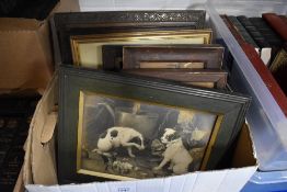 A box of vintage pictures and prints etc.