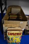 A box of vintage annuals etc