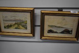 Elsie Pimlott (1915-2004) a pair of watercolour coastal scenes, entitled Heysham Rocks and Cross Cop