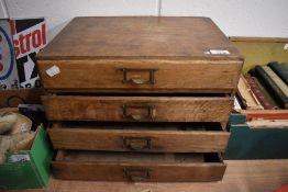 A set of vintage wooden office desk top or artists/craft drawers