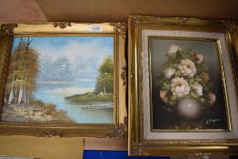 A 20th century oil on canvas, still life study, signed J Cooper lower right, in moulded gilt frame