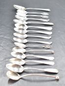 A set of four Scottish late Victorian silver teaspoons , with engraved decoration and canted