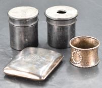 A George V silver cigarette case, of hinged rectangular form, curved for the gentleman's pocket