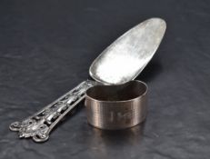 A Norwegian sterling grade white metal cake slice, having a nicely defined and moulded foliate